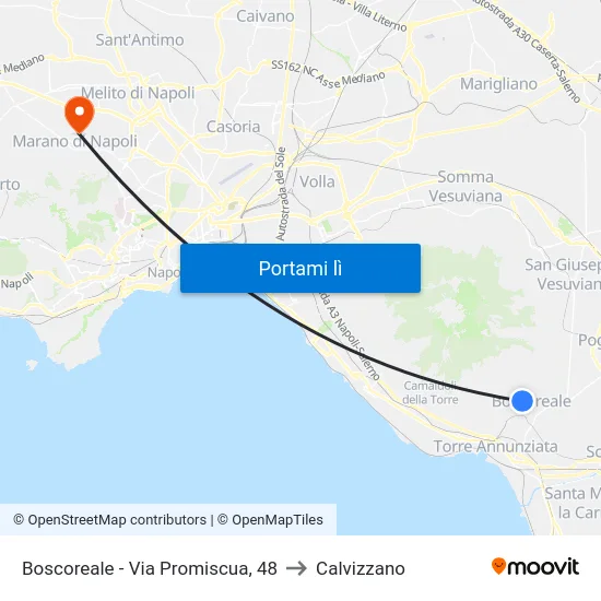 Boscoreale - Via Promiscua, 48 to Calvizzano map