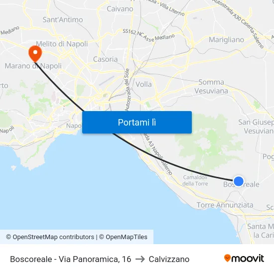 Boscoreale - Via Panoramica, 16 to Calvizzano map