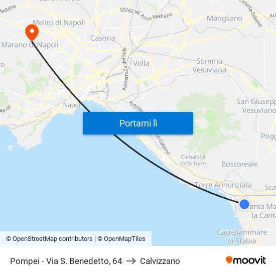 Pompei - Via S. Benedetto, 64 to Calvizzano map