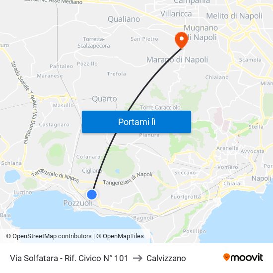 Via Solfatara - Rif. Civico N° 101 to Calvizzano map