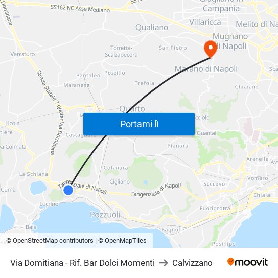 Via Domitiana - Rif. Bar Dolci Momenti to Calvizzano map