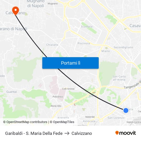 Garibaldi - S. Maria Della Fede to Calvizzano map