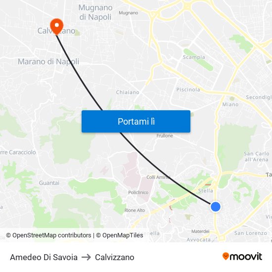 Amedeo Di Savoia to Calvizzano map