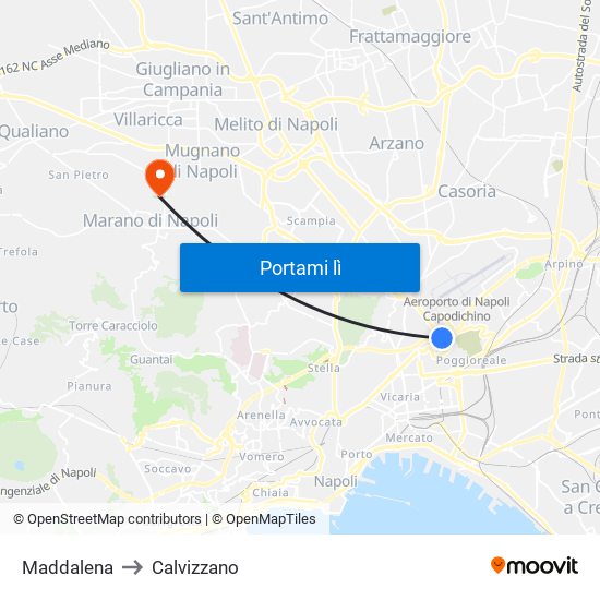 Maddalena to Calvizzano map