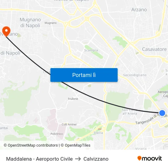 Maddalena - Aeroporto Civile to Calvizzano map