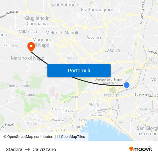 Stadera to Calvizzano map