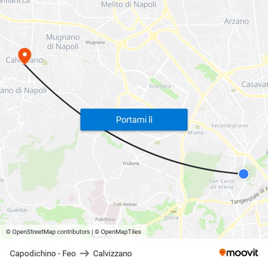 Capodichino - Feo to Calvizzano map