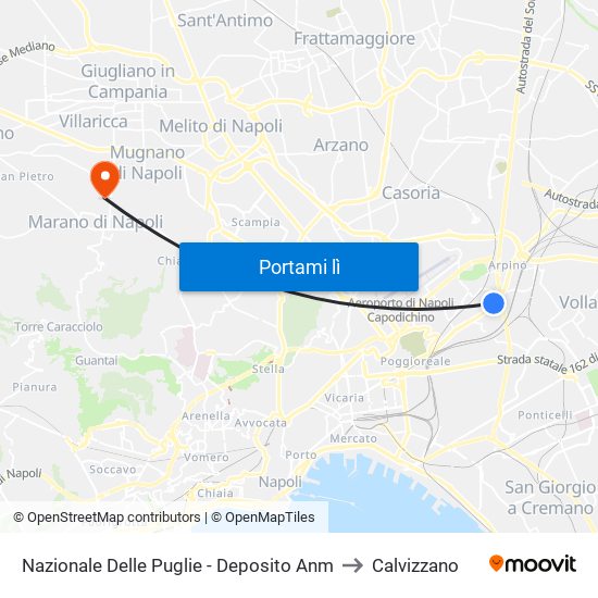 Nazionale Delle Puglie - Deposito Anm to Calvizzano map