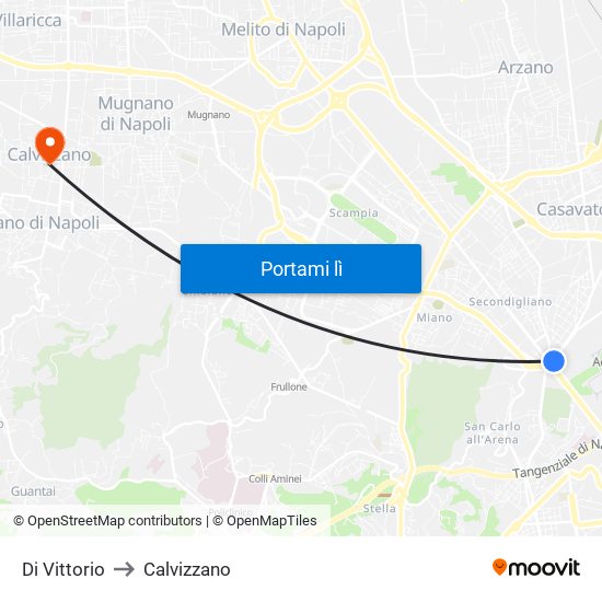 Di Vittorio to Calvizzano map