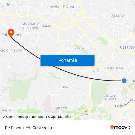 De Pinedo to Calvizzano map