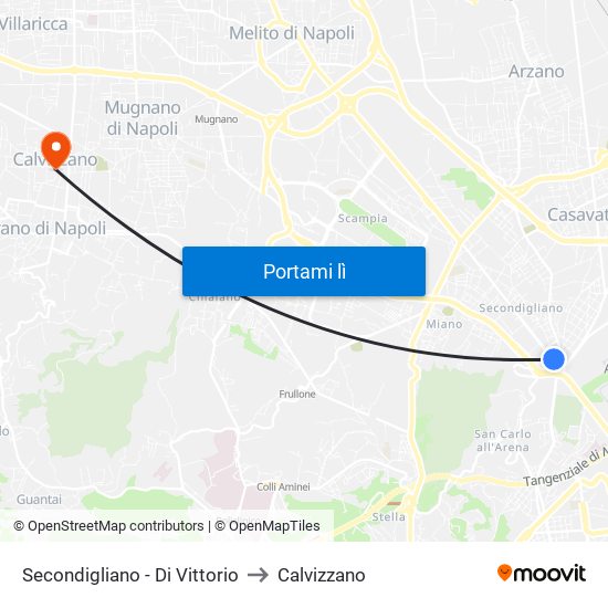 Secondigliano - Di Vittorio to Calvizzano map