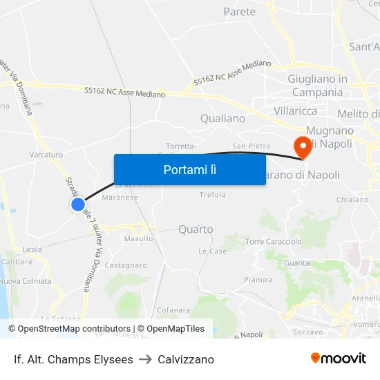 If. Alt. Champs Elysees to Calvizzano map