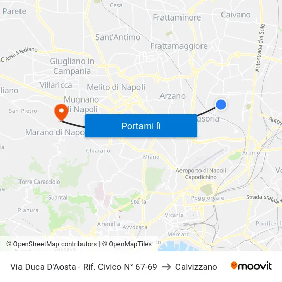 Via Duca D'Aosta - Rif. Civico N° 67-69 to Calvizzano map