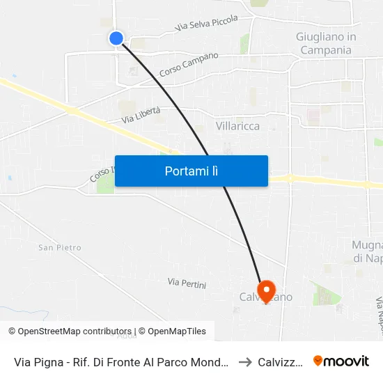 Via Pigna - Rif. Di Fronte Al Parco Mondo Nuovo to Calvizzano map