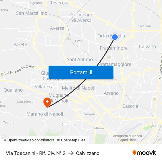 Via Toscanini - Rif. Civ. N° 2 to Calvizzano map