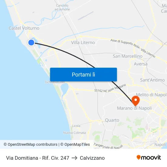 Via Domitiana - Rif. Civ. 247 to Calvizzano map