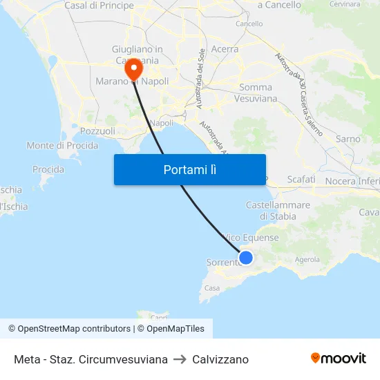 Meta - Staz. Circumvesuviana to Calvizzano map