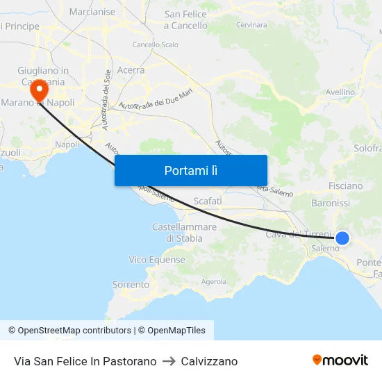 Via San Felice In Pastorano to Calvizzano map