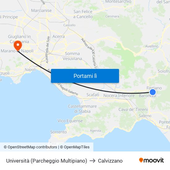 Università (Parcheggio Multipiano) to Calvizzano map