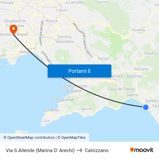 Via S.Allende (Marina D' Arechi) to Calvizzano map