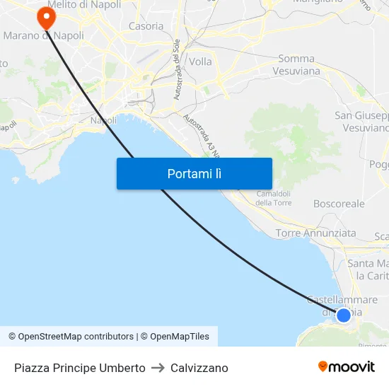 Piazza Principe Umberto to Calvizzano map