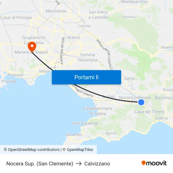 Nocera Sup. (San Clemente) to Calvizzano map