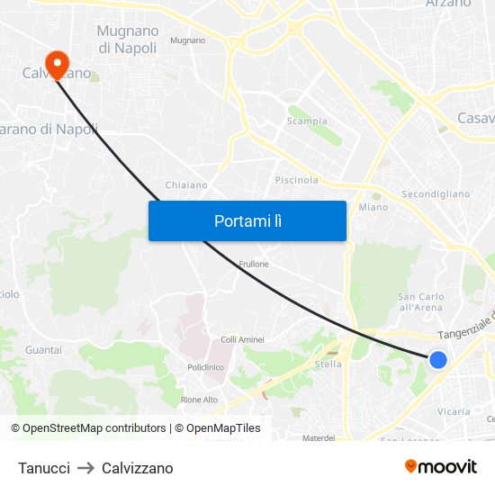 Tanucci to Calvizzano map