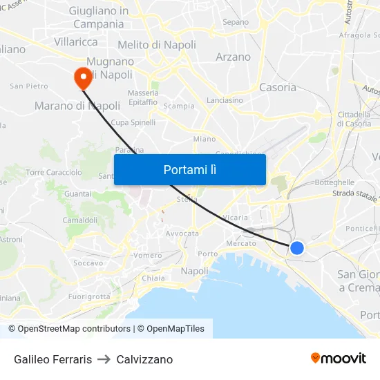 Galileo Ferraris to Calvizzano map