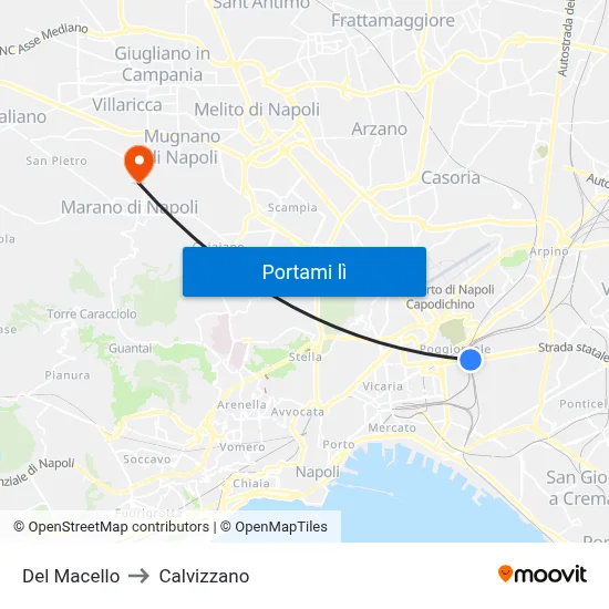 Del Macello to Calvizzano map