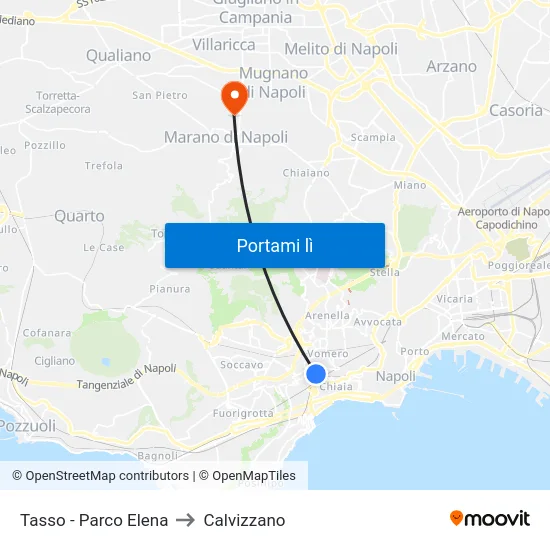 Tasso - Parco Elena to Calvizzano map