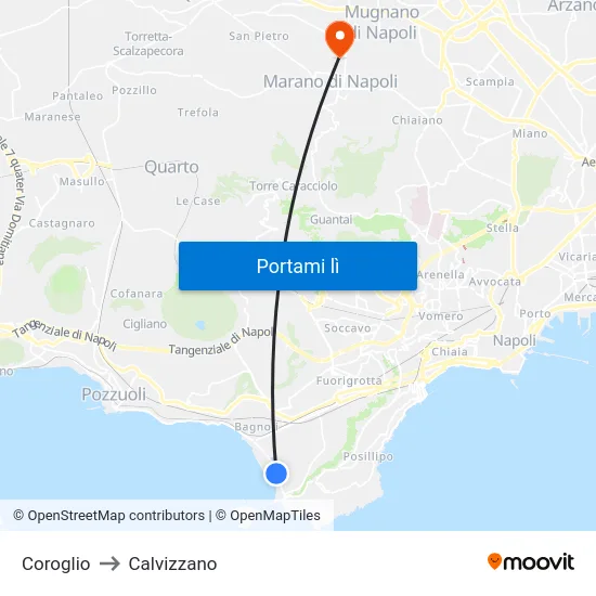 Coroglio to Calvizzano map