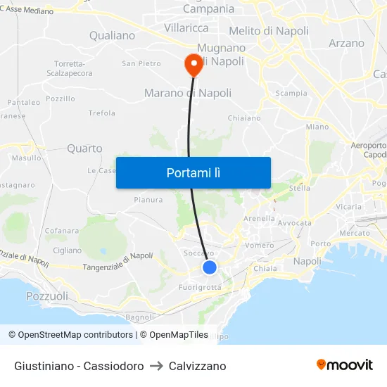 Giustiniano - Cassiodoro to Calvizzano map