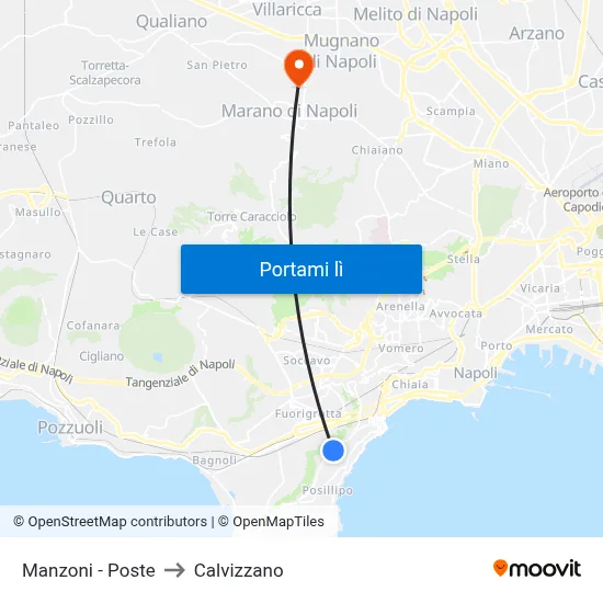Manzoni - Poste to Calvizzano map