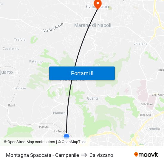 Montagna Spaccata - Campanile to Calvizzano map