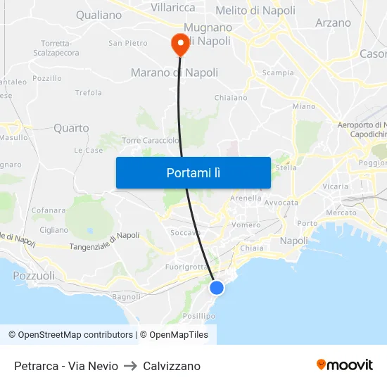 Petrarca - Via Nevio to Calvizzano map
