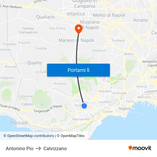 Antonino Pio to Calvizzano map