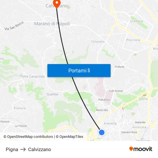 Pigna to Calvizzano map