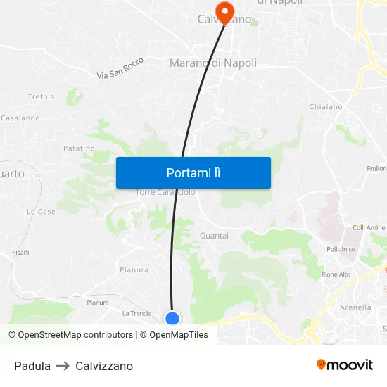 Padula to Calvizzano map
