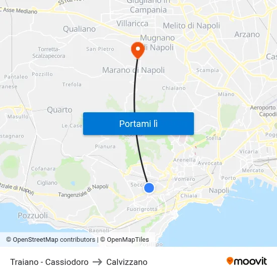 Traiano - Cassiodoro to Calvizzano map