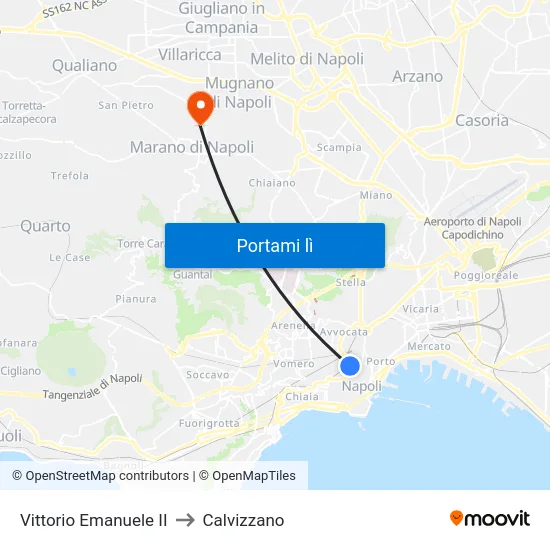 Vittorio Emanuele II to Calvizzano map