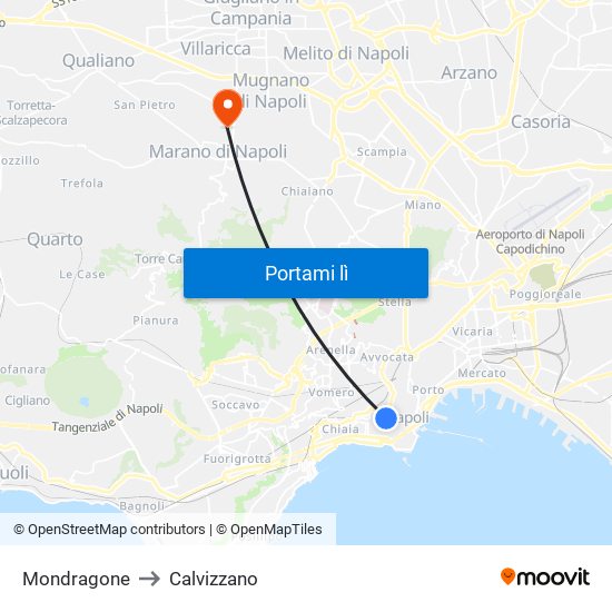Mondragone to Calvizzano map