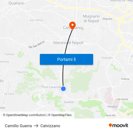 Camillo Guerra to Calvizzano map
