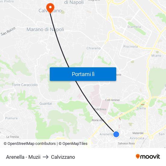 Arenella - Muzii to Calvizzano map