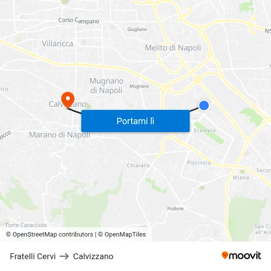 Fratelli Cervi to Calvizzano map