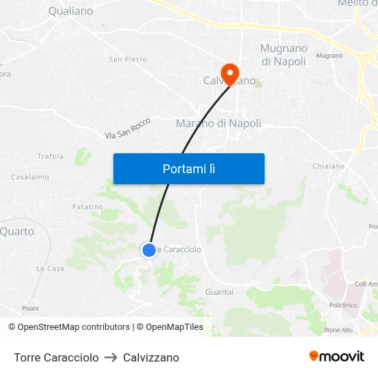 Torre Caracciolo to Calvizzano map