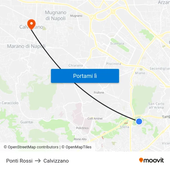 Ponti Rossi to Calvizzano map