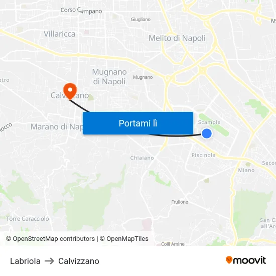 Labriola to Calvizzano map