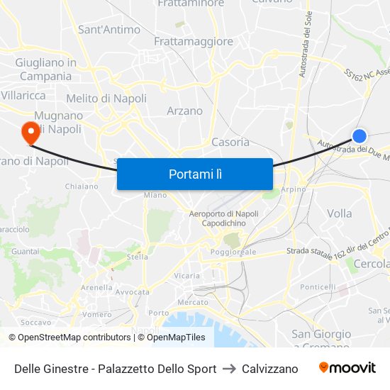 Delle Ginestre - Palazzetto Dello Sport to Calvizzano map