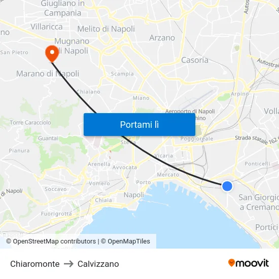 Chiaromonte to Calvizzano map