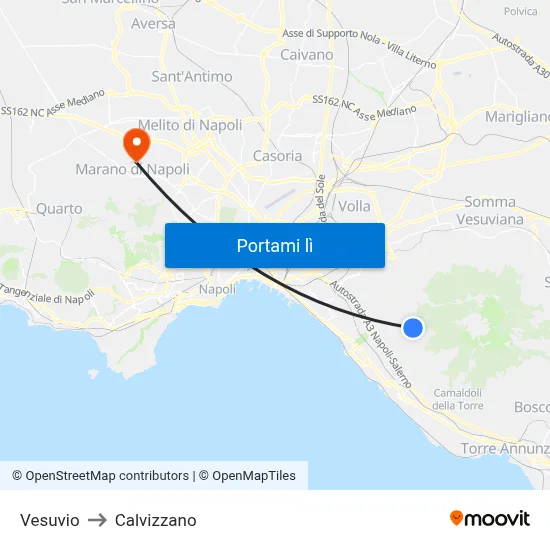 Vesuvio to Calvizzano map
